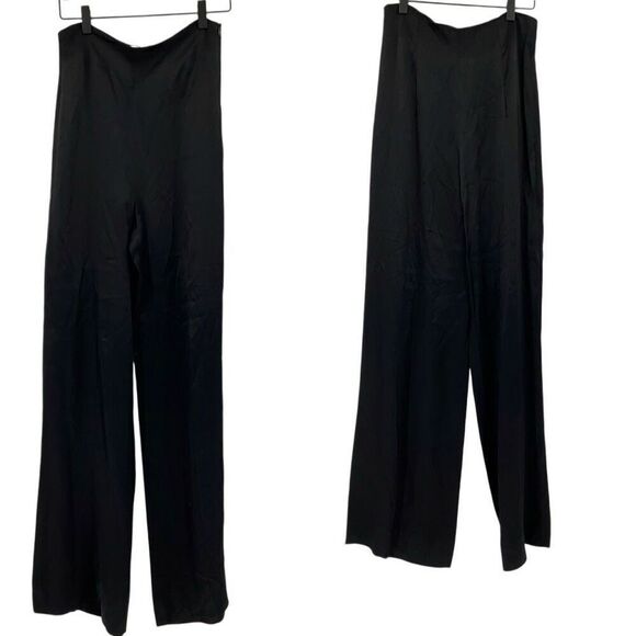 Zara Black Relaxed Strapless Pleated Flared Wide Leg Jumpsuit Size Small - Picture 2 of 9